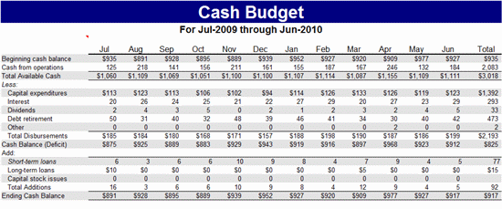 cash budget